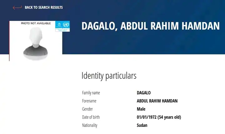 الإنتربول يدرج عبد الرحيم دقلو ضمن المحظورين